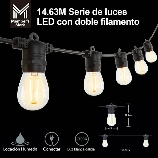 Luces Led Estilo Vintage Member'S Mark Con 24 Focos