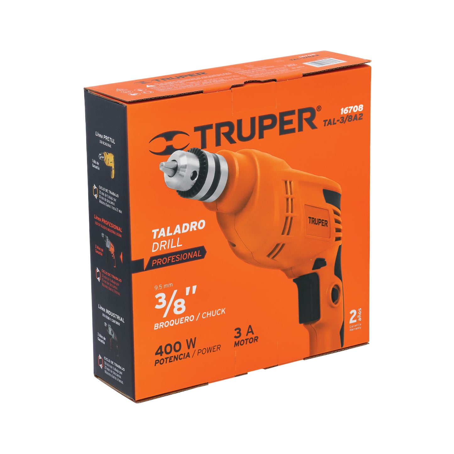 Taladro Eléctrico Truper Pro 3/8", 400W, Compacto y Potente
